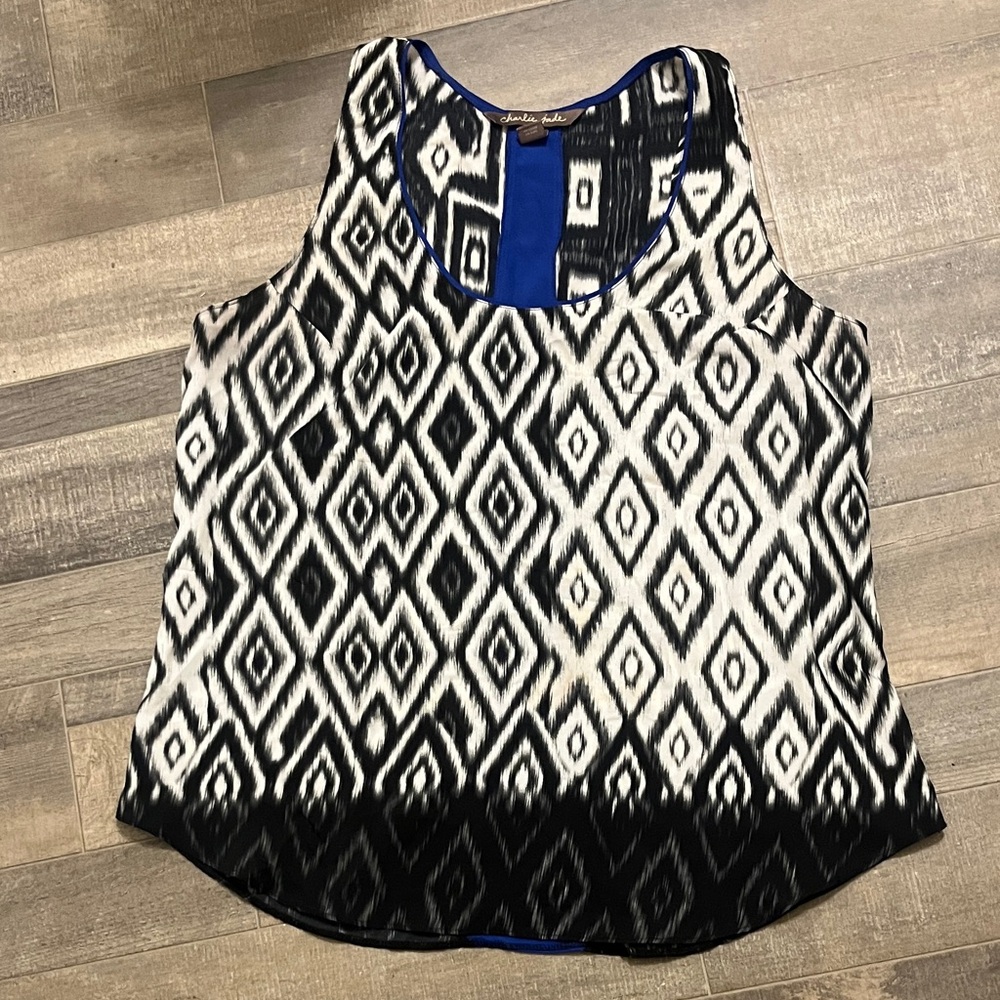 Charlie Jade Black and White Geometric Tank Top